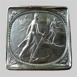 WMF Wall Plaque with Winter Scene and Skiers
