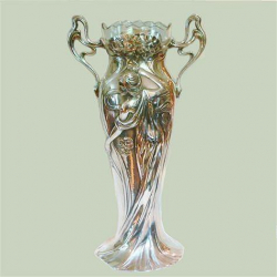 Silver Plated WMF Flower Vase Original Clear Glass Liner