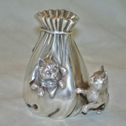 Silver Plated WMF Cats Money Box. Circa 1900