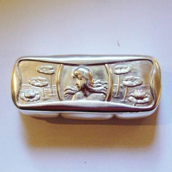 Art Nouveau Silver Box with Maidens Head & Water Lilies...