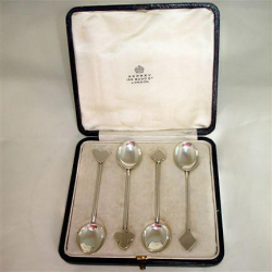 Asprey Set of Four Silver Bridge Spoons each with a Playing Card Motif