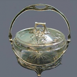 Silver Plated WMF Butter Dish with Original Cut Glass Liner
