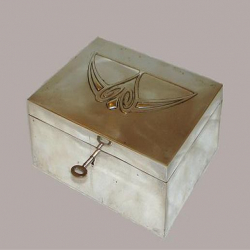 Silver Plated WMF Jewel Box with Original Silk Lining & Key