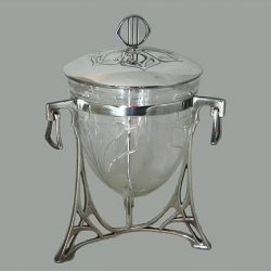 Silver Plated WMF Biscuit Box with Original Crystal Cut Glass Liner