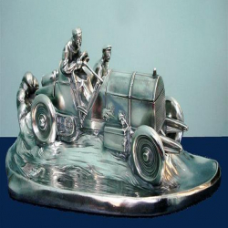 Wilhelm Zwick silver plated pewter Mercedes Benz desk stand & Inkwell