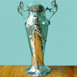 Antique WMF Vase Embellished with Flowing Maiden. Circa 1900