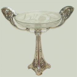 Silver Plated WMF Fruit Stand with Cut Glass Bowl. Circa 1900
