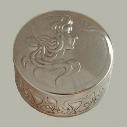 Silver Plated WMF Trinket Box with Original Glass Liner. Circa 1906