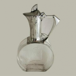Silver Plated WMF Claret Jug with Finely Cut Crystal Glass. Circa 1900