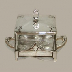 Silver Plated WMF Butter Dish with Crystal Glass Liner. Circa 1906