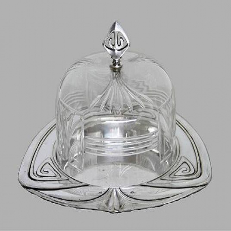 WMF Silver Plated Cheese Stand with Cut Crystal Glass Cover