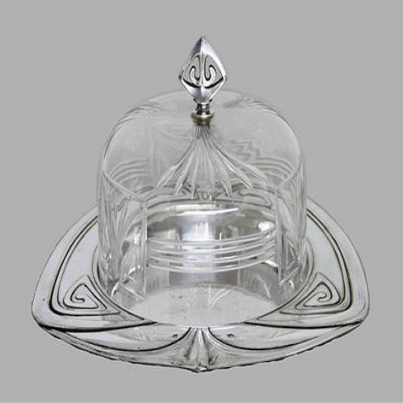WMF Silver Plated Cheese Stand with Cut Crystal Glass Cover