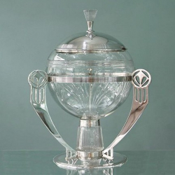 WMF Silver Plated & Cut Crystal Glass Punch Bowl. Circa 1902