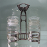 WMF Silver Plated Pickle Frame with Original Crystal Glass Bottles and Lids