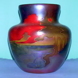 Zsolnay Iridescent Landscape Vase. Circa 1900
