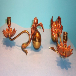 Pair of W. A. S. Benson Copper & Brass Candlesticks