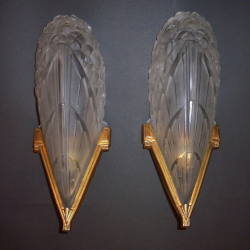 Pair of Antique French Art Deco Wall Lights. Circa 1930