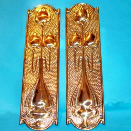Set of Two Brass Arts & Crafts Door Plates. Circa 1900