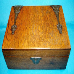 Arts & Crafts Oak Jewellery Box with Original Interior &...
