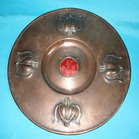 Arts & Crafts Wall Charger, Copper Insert with Red Enamel