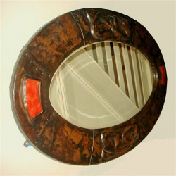 Arts & Crafts Beaten Copper Wall Mirror. Circa 1900