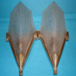 Art Deco Frosted Glass Wall Lights. Circa 1930