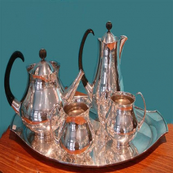Eric Clements Silver Plated Tea Set and Tray. Circa Early...