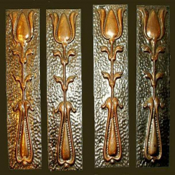 Set of Two Copper Arts & Crafts Door Plates. Circa 1900