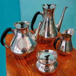 Einar Cohr Danish Silver Plated Four Piece Tea Set. Circa 1960