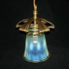 Arts & Crafts Brass Ceiling Light with Vaseline Glass Shade. Circa 1900