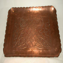 Arts & Crafts Copper Tray with Celtic Entralac and...