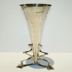Charles Edwards Hammered Silver Vase. Hallmarked London 1926