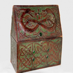 Attributed to Alfred Daguet French Leather Tooled Box with Celtic Motifs