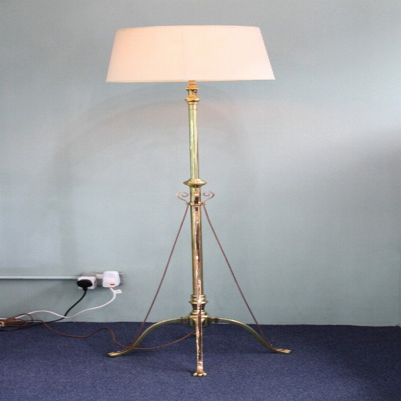 W.A.S. Benson Brass & Copper Telescopic Standard Lamp. Circa 1900