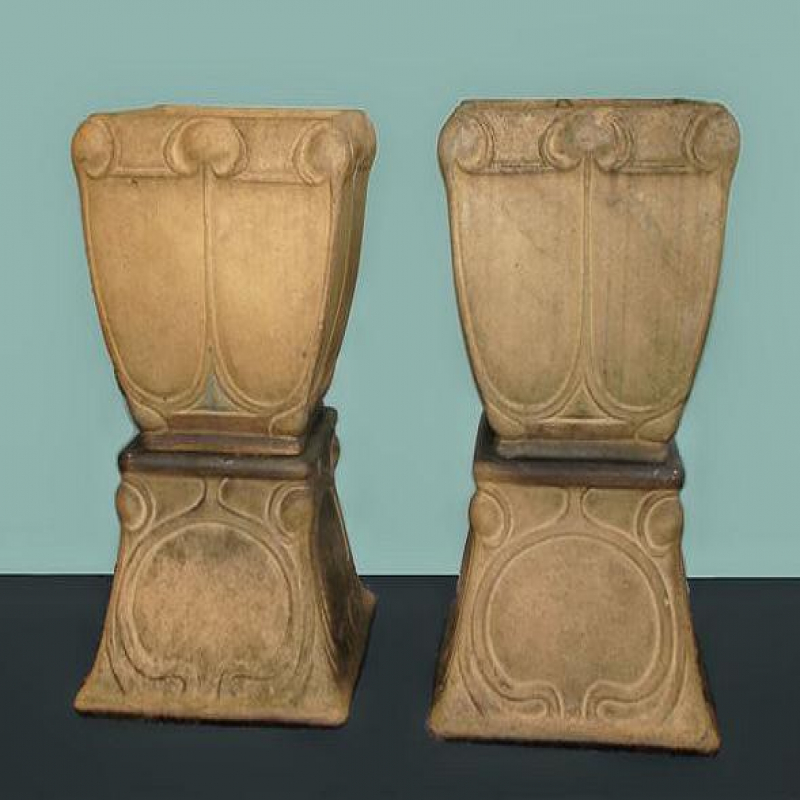 Pair of Francis Pope for Royal Doulton Stoneware Garden Jardinaires on Stands. Circa 1900