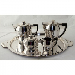 Argit French Art Deco Silver Plated Tea or Coffee Set with Tray