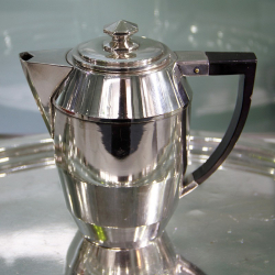 Argit French Art Deco Silver Plated Tea or Coffee Set with Tray