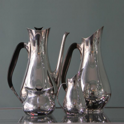 Carl Cohr Designed by Hans Bude. Four Piece Electroplated...
