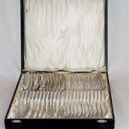Silver Plated WMF Flatware in Original Box 12 Spoons & 12 Forks in Ivy Leaf Pattern