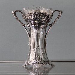 Silver Plated WMF Flower Vase with Original Crystal Glass...