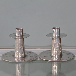 Pair of Archibald Knox for Liberty & Co Pewter Candlesticks. Circa 1903