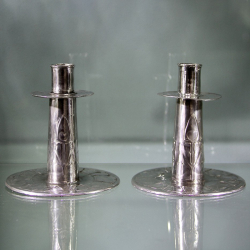 Pair of Archibald Knox for Liberty & Co Pewter Candlesticks. Circa 1903