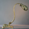 Art Nouveau Brass Desk Lamp with Adjustable Arm and Shade