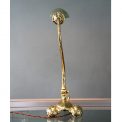 Art Nouveau Brass Desk Lamp with Adjustable Arm and Shade