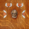Arts & Crafts Golden Oak Wall Cupboard with a Secessionist Female Profile in Copper