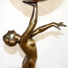 Art Deco Bronzed Spelter Dancer Lamp with Original Glass Globe