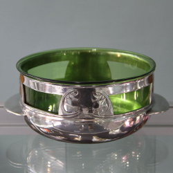 Pewter Bowl by Archibald Knox for Liberty & Co with Original Powell Glass Liner