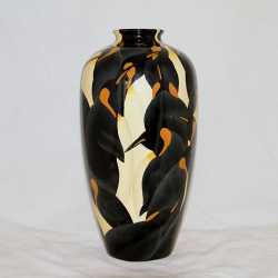 Large Ceramic Art Deco Vase Decorated with Penguins in...