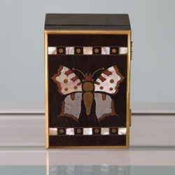 Erhardt and Sohn Inlaid Jugendstil Rosewood Box with Butterfly Design