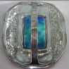 Archibald Knox for Liberty & Co Pewter Cake Basket with Blue Green Enamel Plaque
